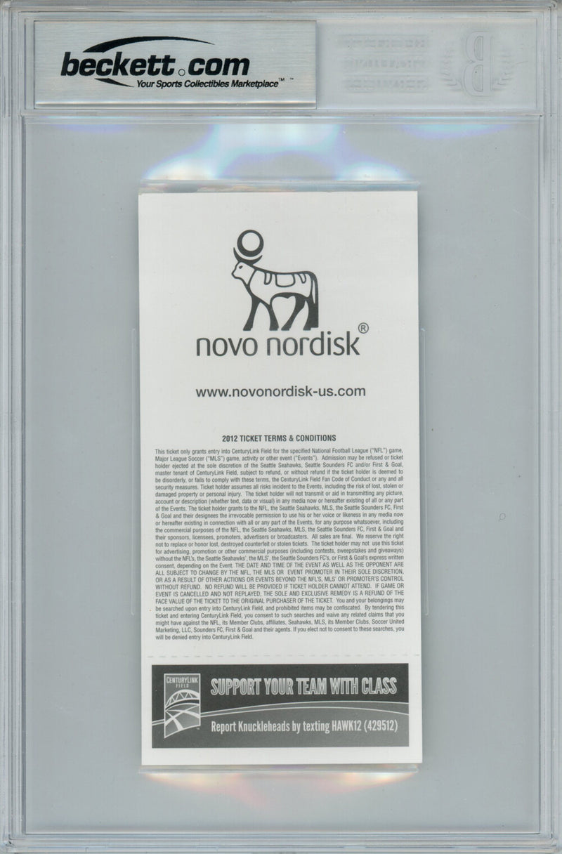 Adrian Peterson Autographed Ticket Stub 11/4/2012 "2097 Yds" Beckett Slab