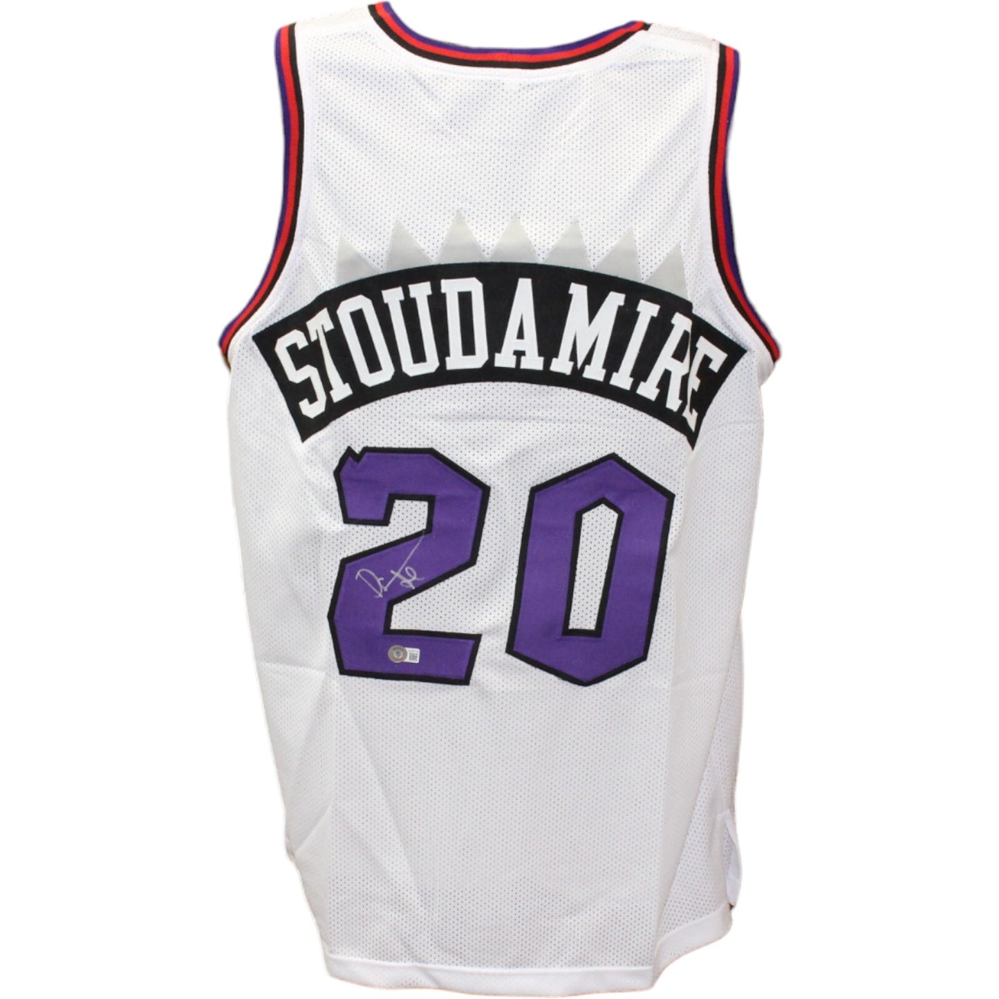 Damon Stoudamire Signed Toronto Raptors Pro Style White Basketball Jersey