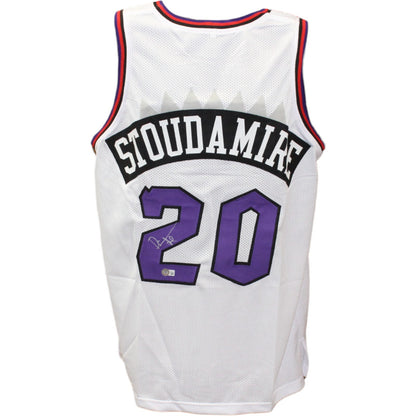 Damon Stoudamire Signed Toronto Raptors Pro Style White Basketball Jersey