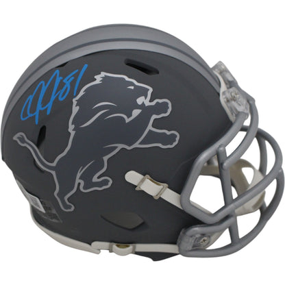 Calvin Johnson Detroit Lions Autographed Slate Mini Helmet Beckett BAS