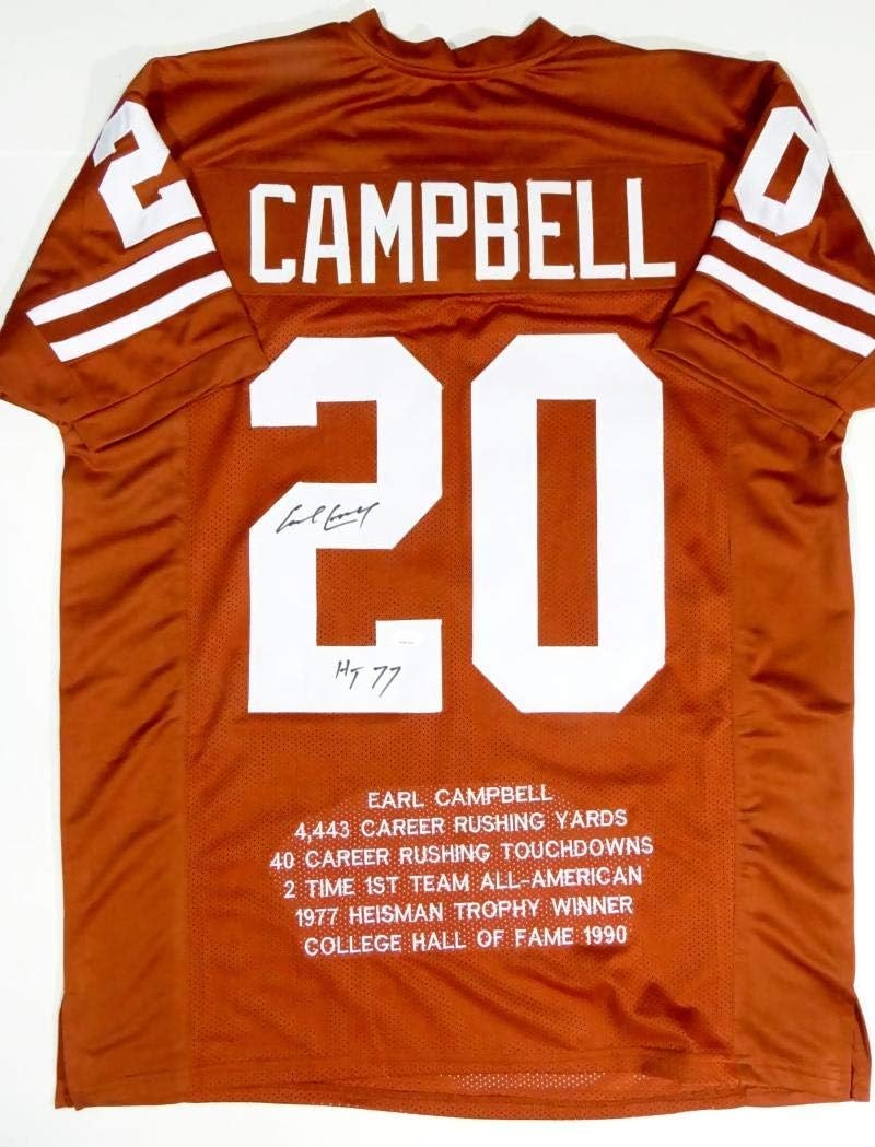 Earl Campbell Signed Texas Longhorns Style Orange Custom Jersey