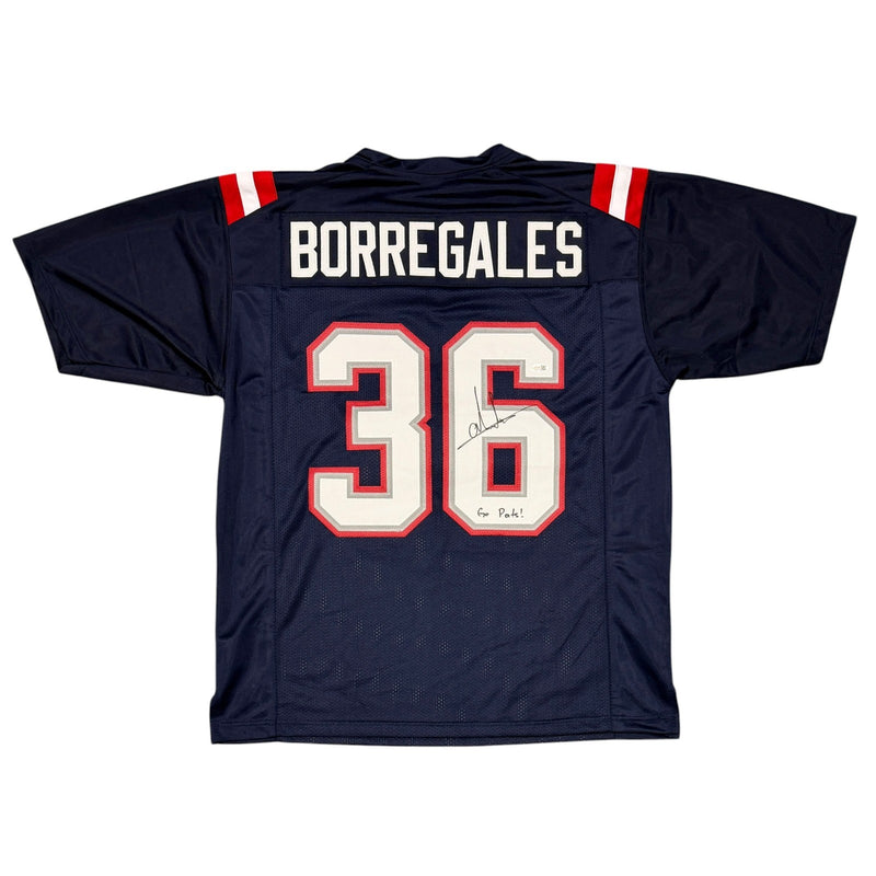 Andres Borregales Signed New England Patriots Custom Jersey "Go Pats" JSA