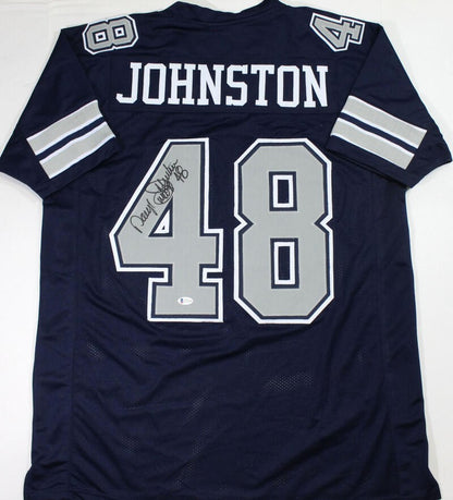 Daryl Johnston Autographed Blue and Grey Custom Jersey