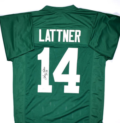 Johnny Lattner Signed Green Custom Jersey (HT 53 Inscription)