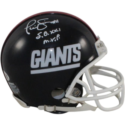 Phil Simms Signed New York Giants Throwback VSR4 Mini Helmet SB MVP