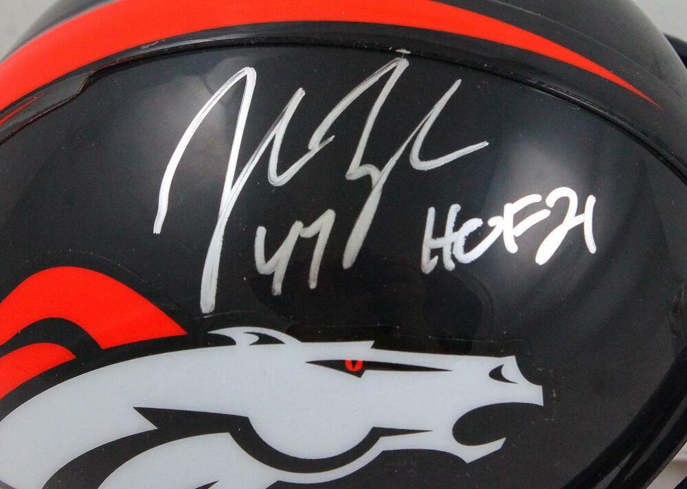 John Lynch Signed Denver Broncos Mini Helmet (HOF 21 Inscription)