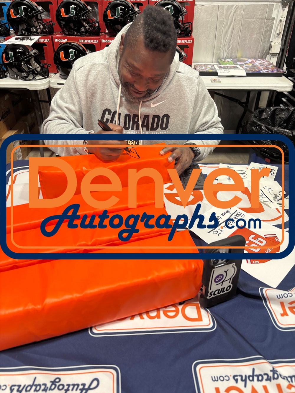 Warren Sapp Autographed Weighted Orange Pylon (Sko Buffs Inscription)