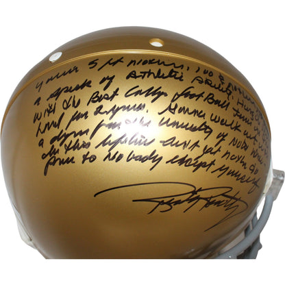 Rudy Ruettiger Signed Notre Dame VSR4 Authentic Helmet with Story Inscription