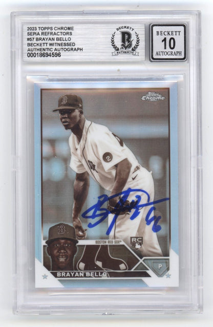 Brayan Bello Signed 2023 Topps Sepia Refractor Rookie Card BGS 10 Auto