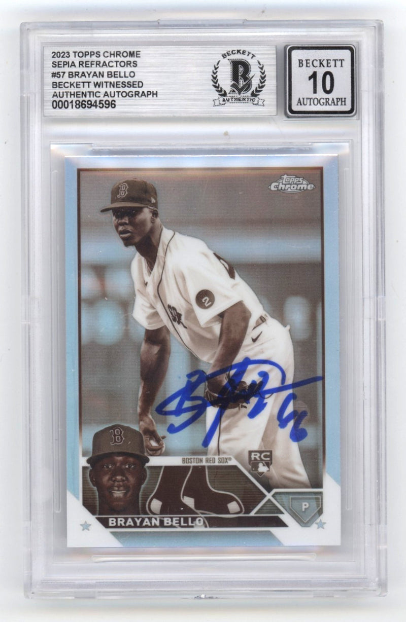 Brayan Bello Signed 2023 Topps Sepia Refractor Rookie Card BGS 10 Auto