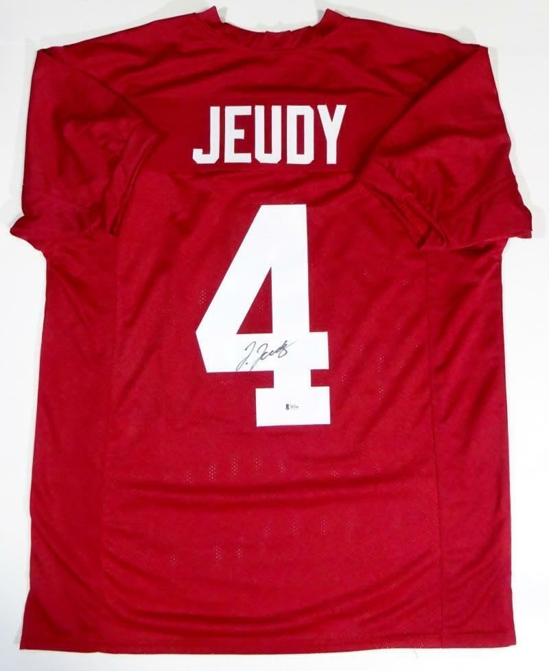Jerry Jeudy Signed Red Custom College Style Jersey