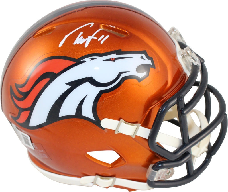 Troy Franklin Denver Broncos Flash Mini Helmet Autographed