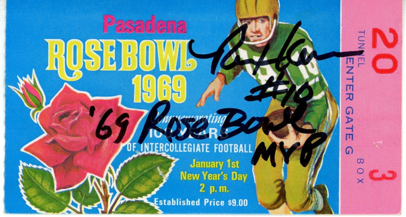 Rex Kern Signed Ohio State Buckeyes 1969 Rose Bowl Ticket Stub (69 MVP)