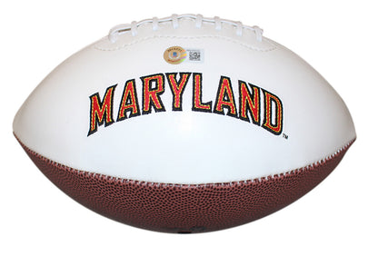 Taulia Tagovailoa & Rakim Jarrett Signed Maryland Terrapins Logo Football