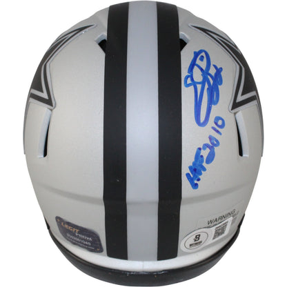 Emmitt Smith Dallas Cowboys Autographed Rave Mini Helmet (HOF Inscription)