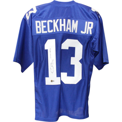 Odell Beckham Signed Pro Style Blue Jersey (2014 OROY Inscription)