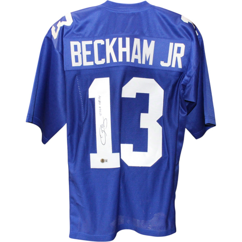 Odell Beckham Signed Pro Style Blue Jersey (2014 OROY Inscription)