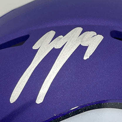 J.J. McCarthy Signed Minnesota Vikings Speed Mini Helmet (Beckett COA)