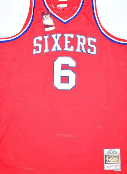Julius Erving Autographed Philadelphia 76ers Mitchell & Ness Red Jersey