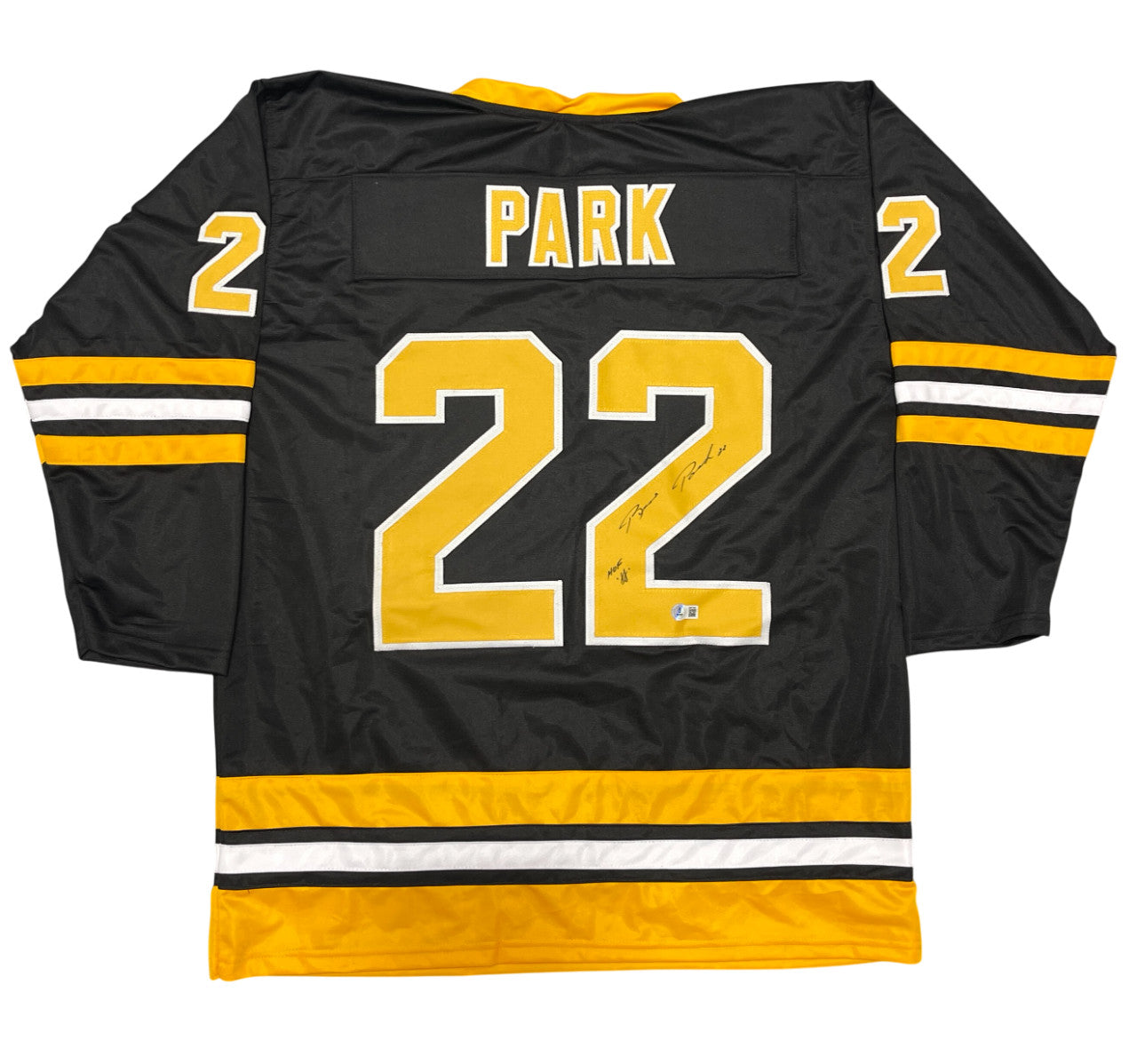 Brad Park Signed Boston Bruins Custom Jersey (HOF 88) Beckett Witness