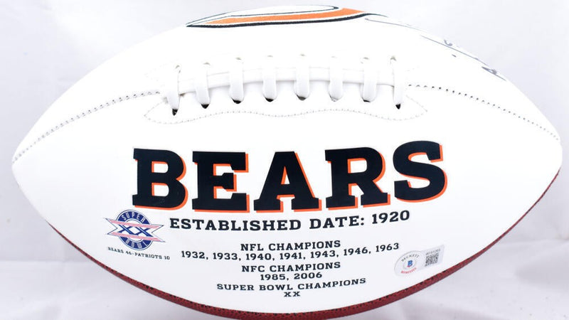 Brian Urlacher Autographed Chicago Bears Logo Football with HOF Inscription
