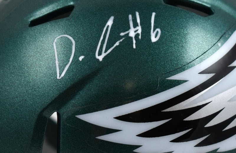 DeVonta Smith Signed Philadelphia Eagles White Speed Mini Helmet
