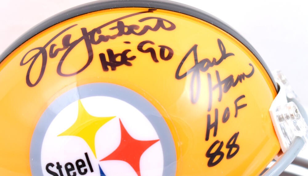 Jack Ham, Jack Lambert & Andy Russell Signed Steelers Mini Helmet