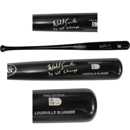 Will Smith Signed Los Angeles Dodgers Black Baseball Bat - 3x WS Champs