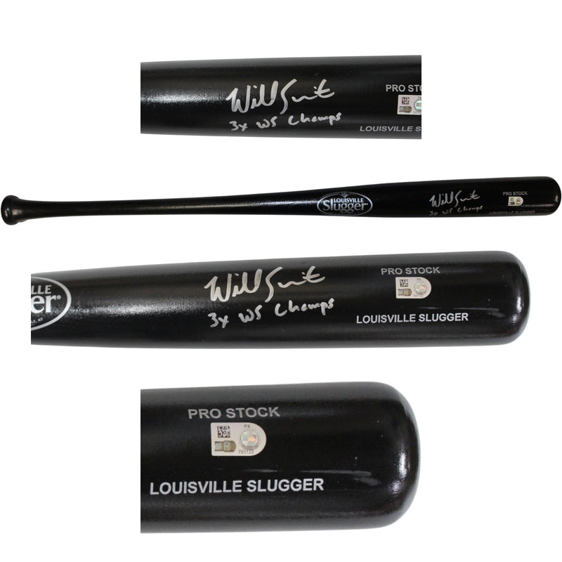 Will Smith Signed Los Angeles Dodgers Black Baseball Bat - 3x WS Champs