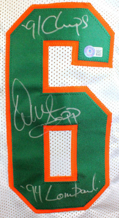 Warren Sapp Signed Miami Hurricanes Custom White Jersey - 3 Inscriptions
