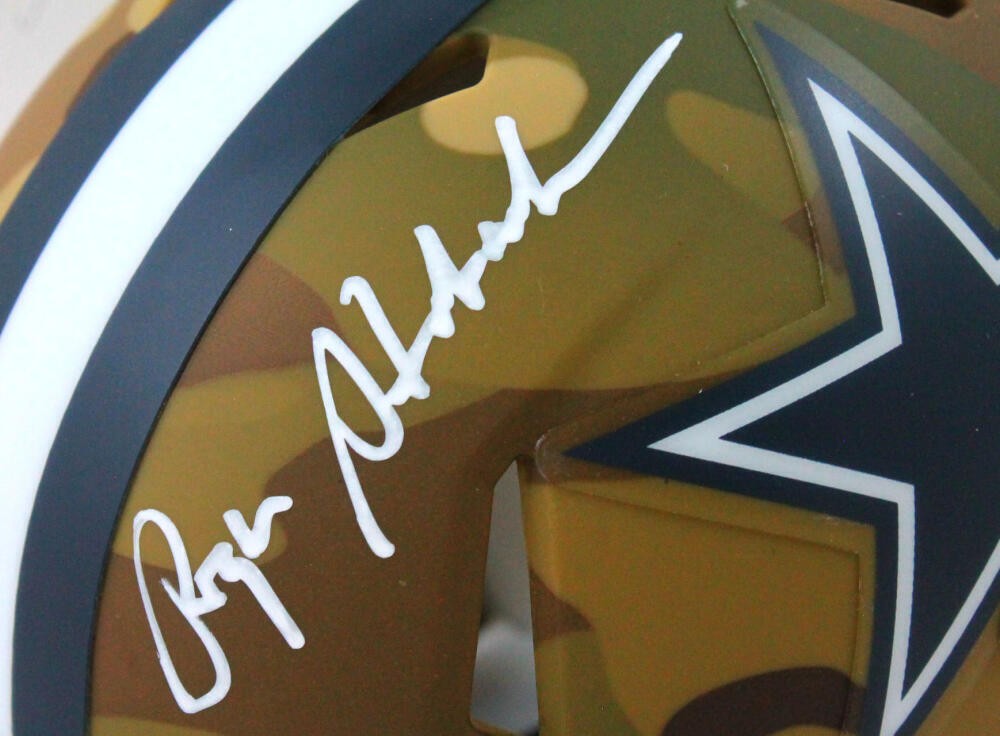 Roger Staubach Autographed Dallas Cowboys Camo Mini Helmet