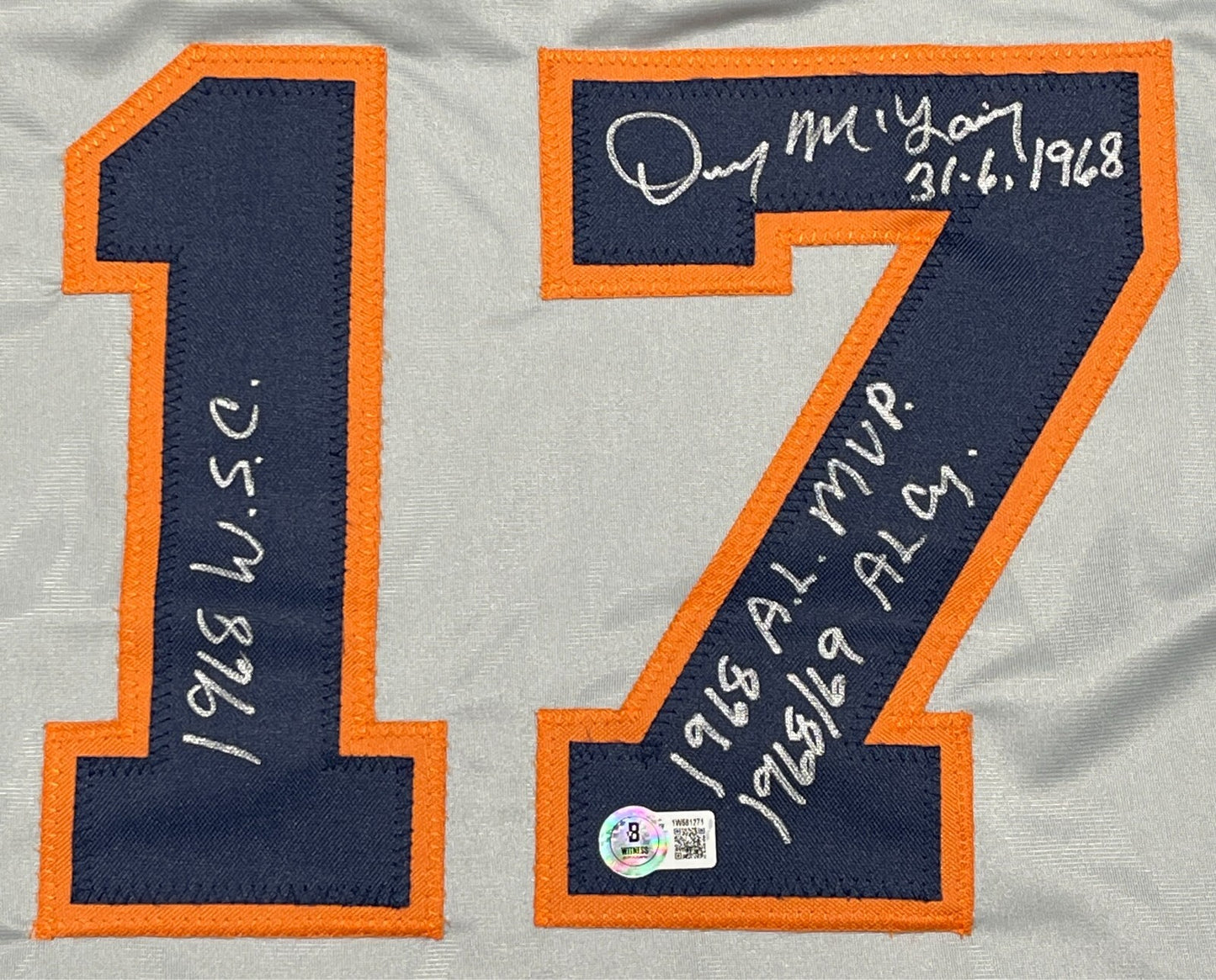 Denny McLain Detroit Tigers Signed Custom Jersey with 4 Inscriptions