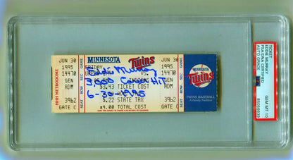 Eddie Murray Signed 3000th Hit Game Ticket 6/30/1995 PSA 10 Auto