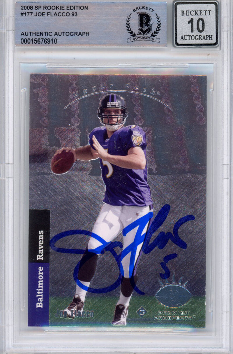 Joe Flacco Signed 2008 SP #177 Trading Card - Beckett Grade 10