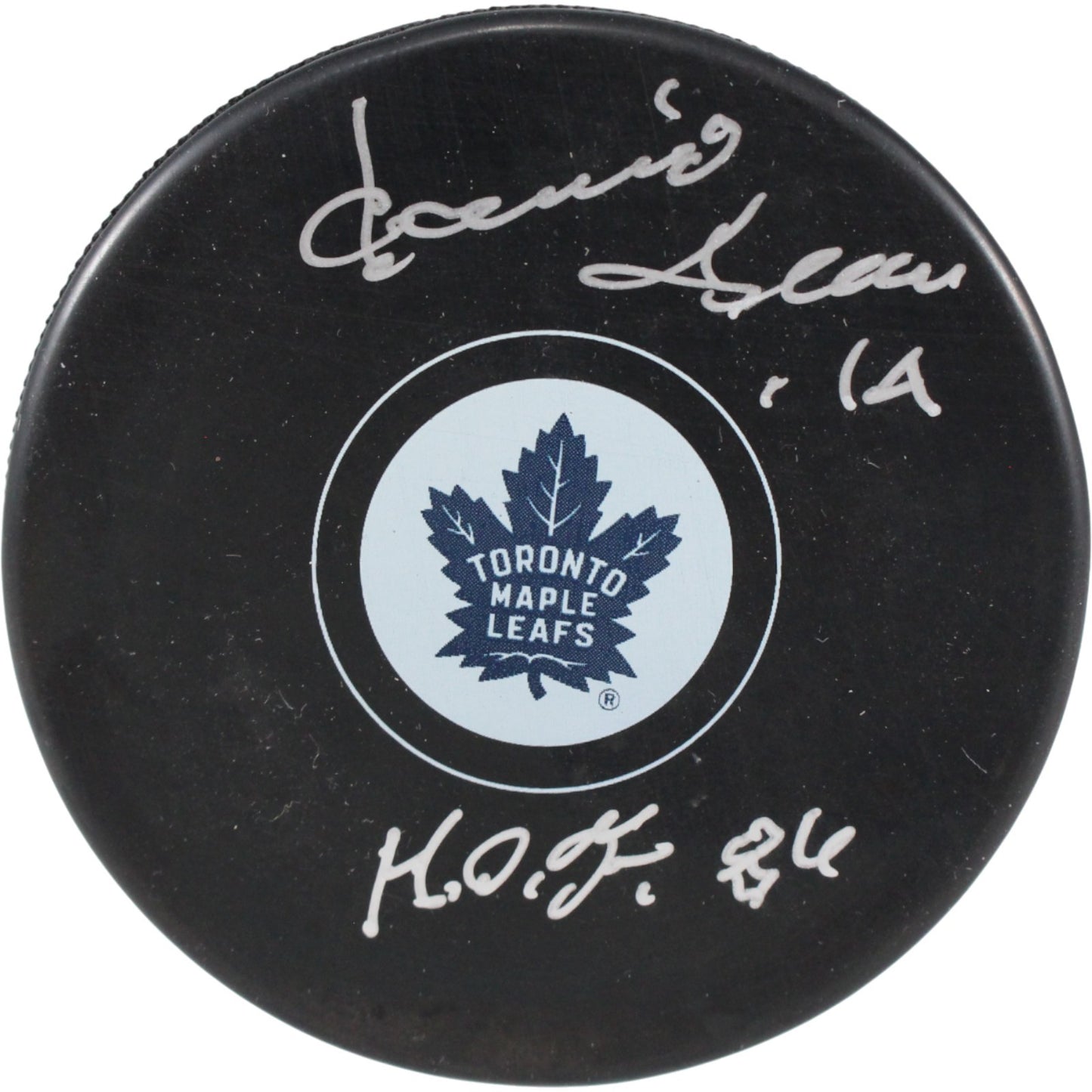 Dave Keon Signed Toronto Maple Leafs Logo Puck (HOF Inscription) JSA
