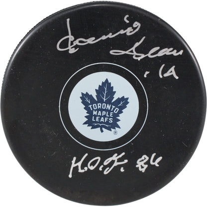 Dave Keon Signed Toronto Maple Leafs Logo Puck (HOF Inscription) JSA
