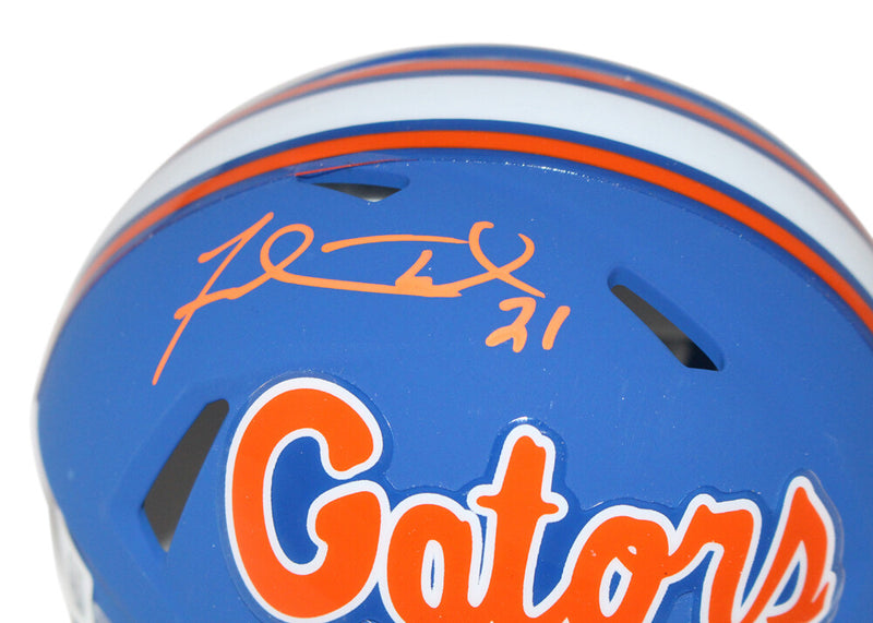 Fred Taylor Autographed Florida Gators Blue Speed Mini Helmet Beckett BAS