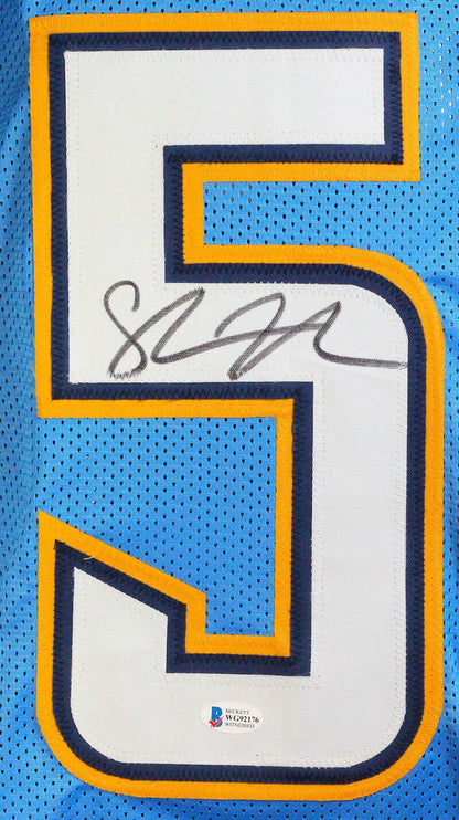 Shawne Merriman Autographed Light Blue Custom Jersey