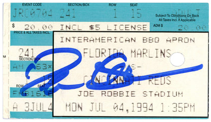 Deion Sanders Signed Cincinnati Reds 7/4/1994 @ Marlins Ticket Stub BAS