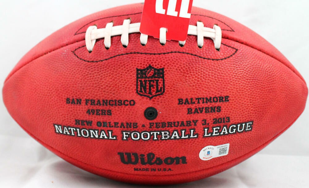 Ray Lewis Autographed Wilson Duke Super Bowl Football - 2 Inscriptions