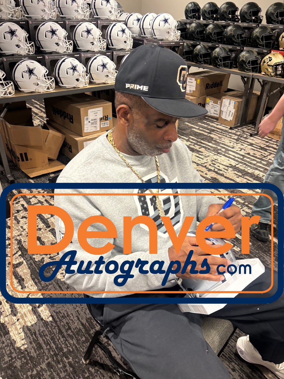 Deion Sanders Dallas Cowboys Autographed Mid-Size Midi Helmet