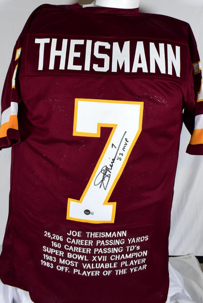 Joe Theismann Signed Washington Maroon Custom Jersey - '83 MVP