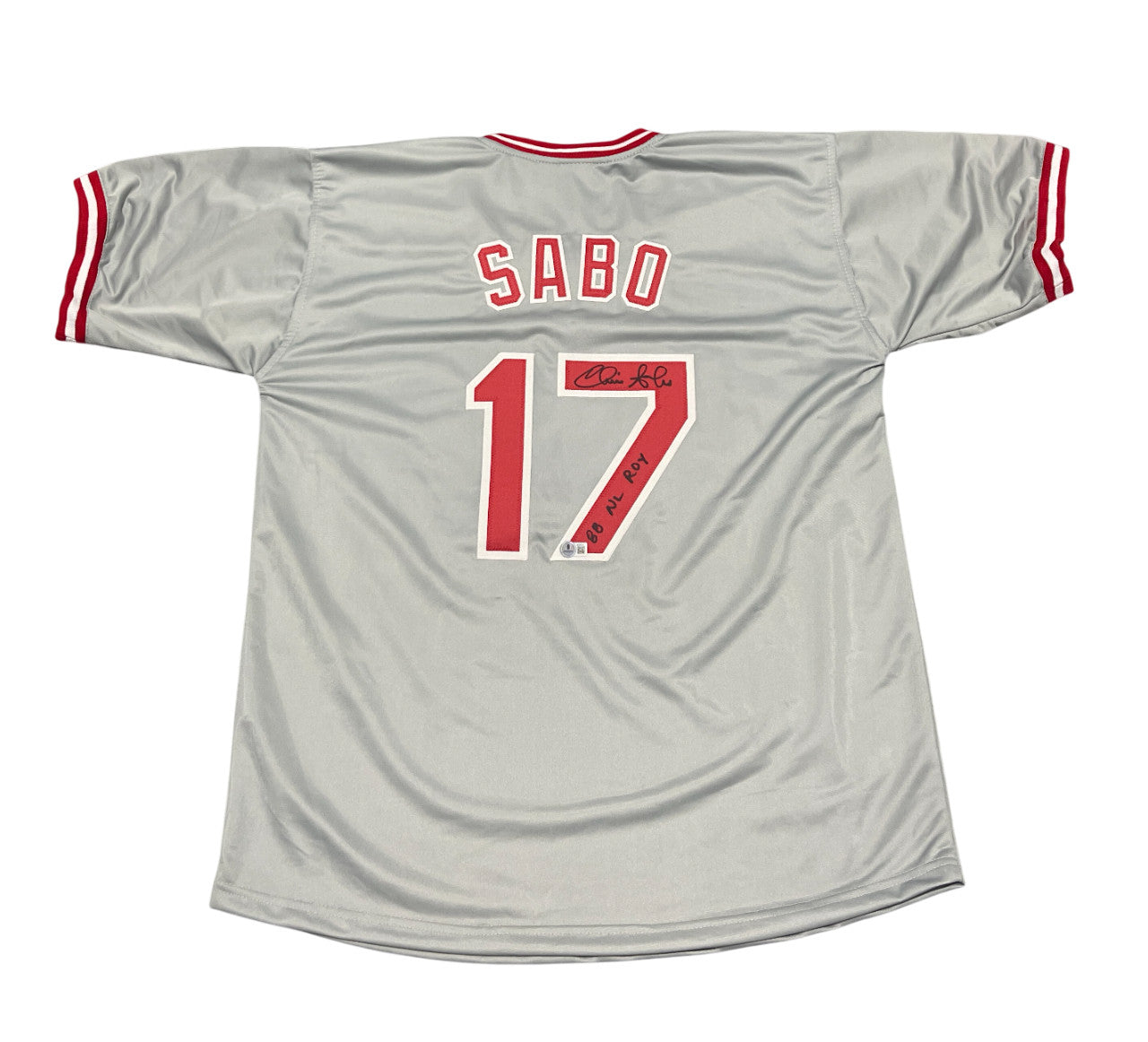 Chris Sabo Cincinnati Reds Autographed Custom Jersey 88 NL ROY Beckett COA