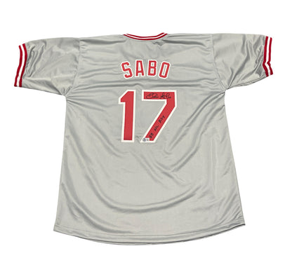 Chris Sabo Cincinnati Reds Autographed Custom Jersey 88 NL ROY Beckett COA