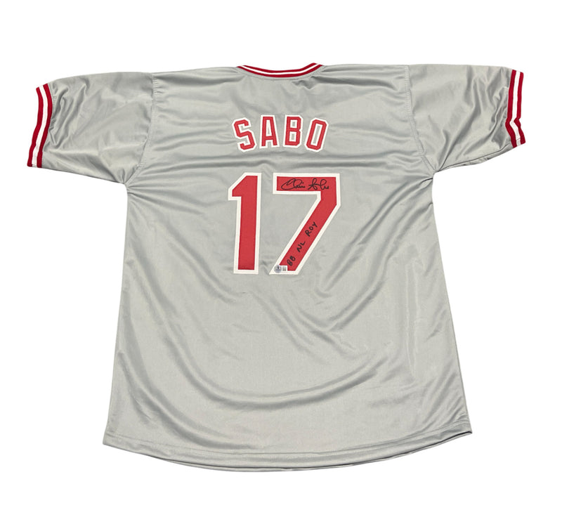Chris Sabo Cincinnati Reds Autographed Custom Jersey 88 NL ROY Beckett COA