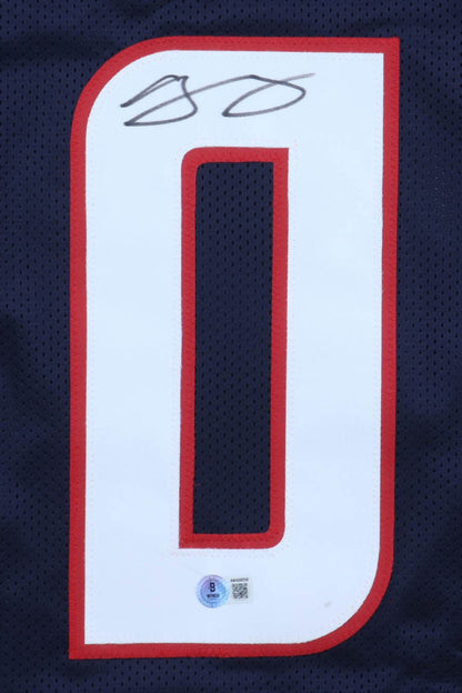 Azeez Al-Shaair Autographed Houston Texans Custom Blue Jersey