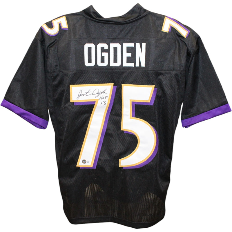 Jonathan Ogden Signed HOF Inscribed Black Custom Jersey