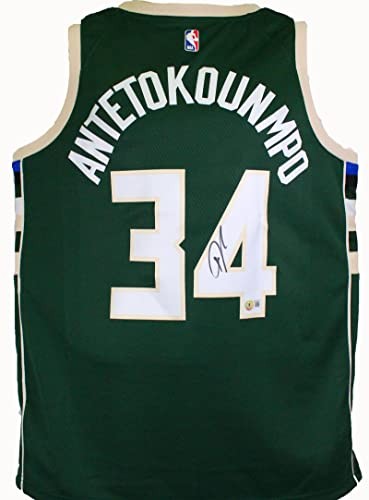 Giannis Antetokounmpo Autographed Milwaukee Bucks Green Jersey