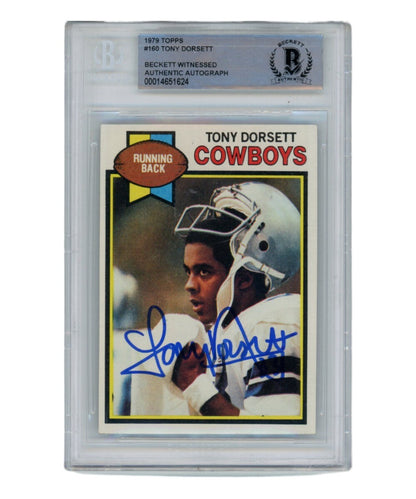 Tony Dorsett Autographed 1979 Topps #160 Card - Beckett Slabbed