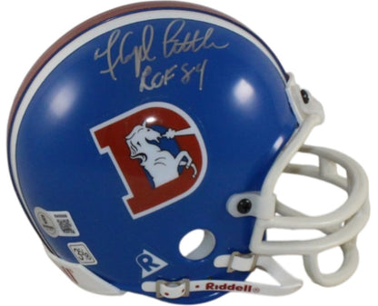 Floyd Little Denver Broncos Signed VSR4 Mini Helmet (ROF Inscription)